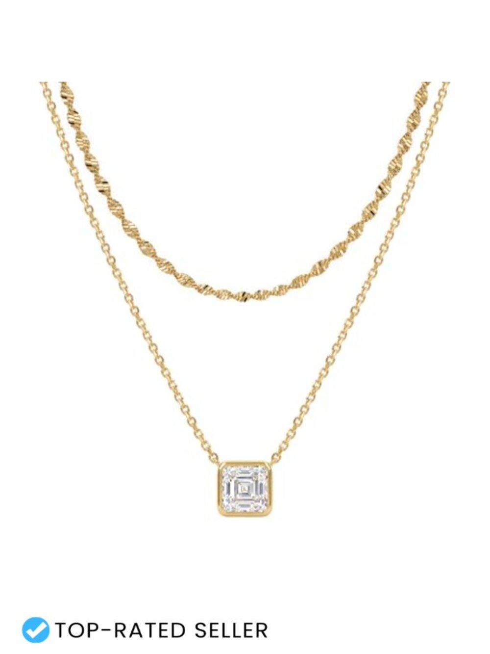 14K Gold Plated Layered Necklace Set with Cubic Zirconia Pendant Choker